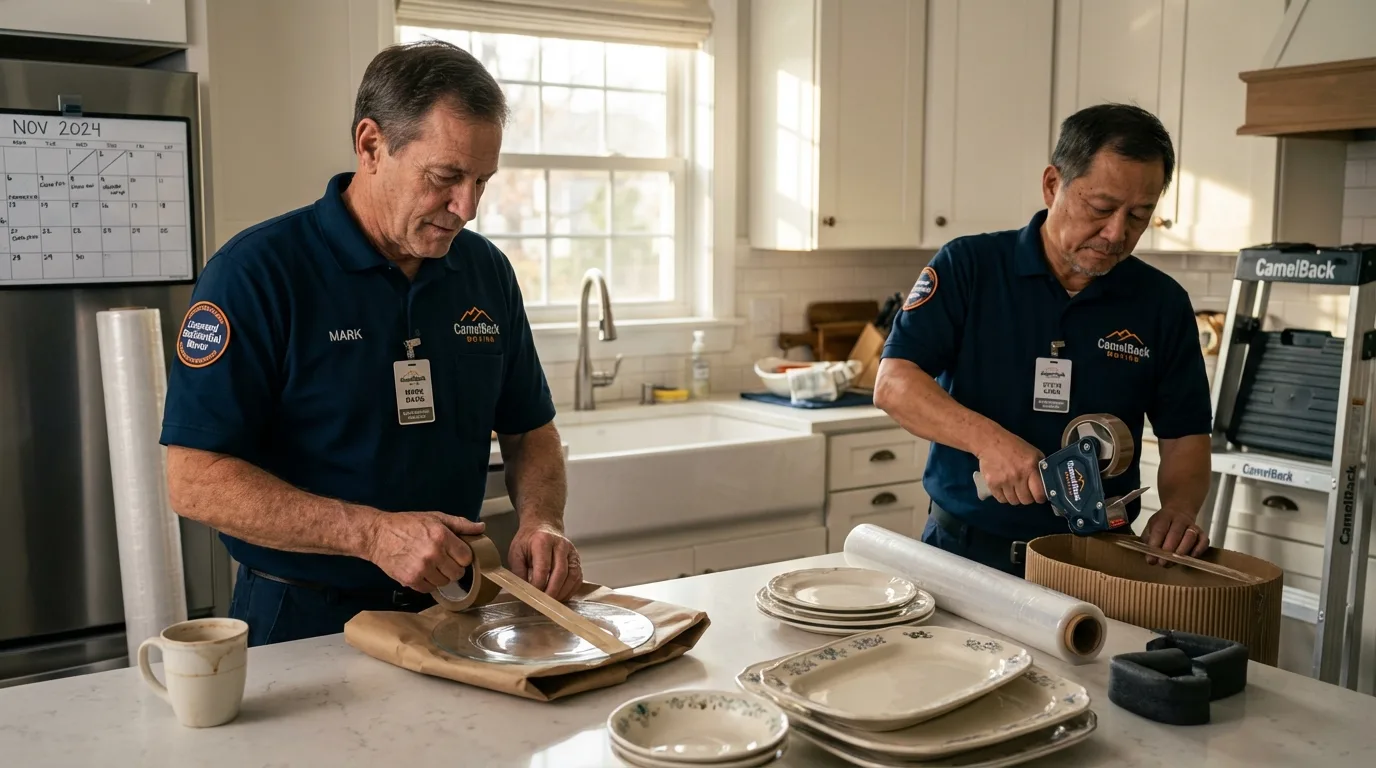Professional crew packing kitchen dishware in Richmond, CA